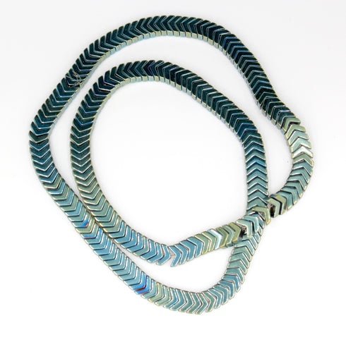 Hematite Chevron Gemstone Beads, 6x1mm, V-Shape